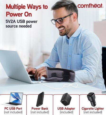 Heating Wrist Brace for Carpal Tunnel Pain with Wrist Splint, USB Heated Wrist Wrap Support for Pain Relief of Typing, Arthritis, Tendonitis, Sprained Wrist, Adjustable Right Hand Left Hand in Saudi Arabia