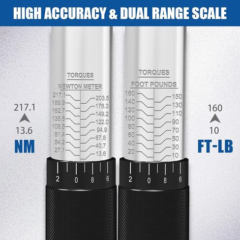 مجموعة مفاتيح عزم الدوران مقاس 1/2 بوصة، مفتاح عزم الدوران 10-160FT-LB/13.6-217.1Nm in Kuwait