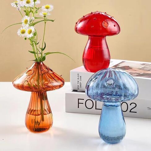 Mushroom Vase, Delicate Flower Vase, Cottagecore Room Decor, Unique Brown Glass Vase for Home Kitchen Office graduation Children's Day Decorations in Saudi Arabia