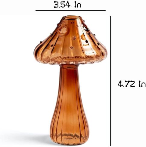Mushroom Vase, Delicate Flower Vase, Cottagecore Room Decor, Unique Brown Glass Vase for Home Kitchen Office graduation Children's Day Decorations in Saudi Arabia