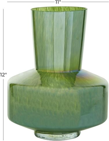 The Novogratz Glass Decorative Vase Centerpiece Vase, Flower Vase for Home Decoration 11" x 10" x 12", Green in Saudi Arabia