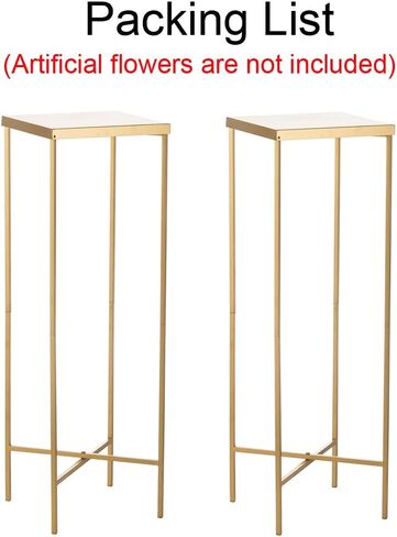 قطع مركزية لحفلات الزفاف الذهبية للطاولات - قطعتان من حامل الزهور المعدنية، مزهريات طويلة 31.5 بوصة للقطع المركزية، حامل مزهرية زهور مركزية هندسية لتزيين الزفاف، الحدث، المنزل in Kuwait