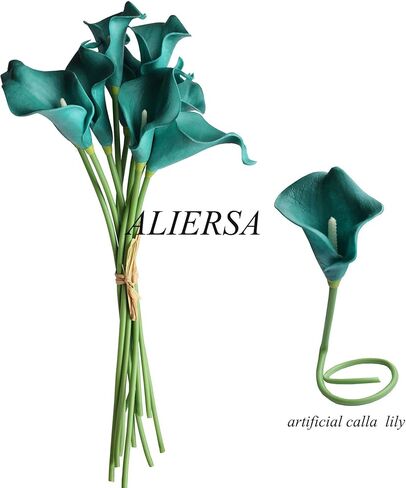 10 Heads Mini Calla Lily Bridal Wedding Bouquet Real Touch Flower Bouquets (blue white) in Kuwait
