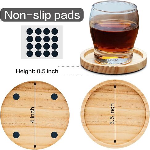 Solid Wooden Coasters for Drinks with Holder,Coasters for Coffee Table,4 Pcs Coaster, Office Decor,Tabletop Protection for Any Table Type,4 Inches in Saudi Arabia