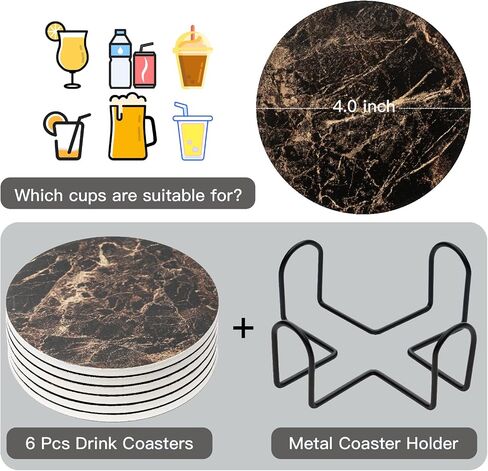 Solid Wooden Coasters for Drinks with Holder,Coasters for Coffee Table,4 Pcs Coaster, Office Decor,Tabletop Protection for Any Table Type,4 Inches in Saudi Arabia