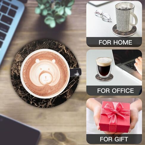 Solid Wooden Coasters for Drinks with Holder,Coasters for Coffee Table,4 Pcs Coaster, Office Decor,Tabletop Protection for Any Table Type,4 Inches in Saudi Arabia