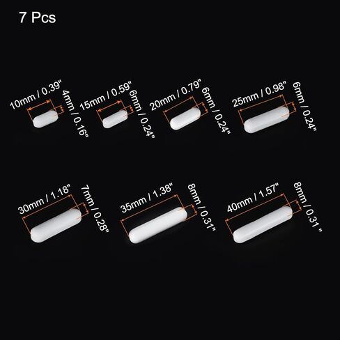 MECCANIXITY Magnetic Stirrer Mixer Stir Bar Rod 10/15/20/25/30/35/40mm Cylinder Shape PTFE Coating Magnet White for Laboratory 7Pcs in Saudi Arabia