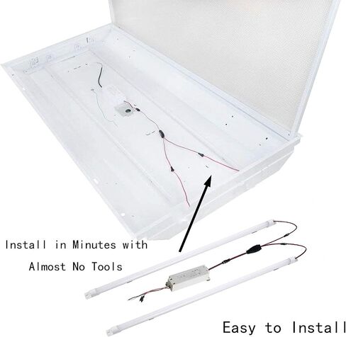 4FT LED Retrofit Kit,24W Magnetic LED Troffer Retrofit Kit 2x4 FT,3600LM,5000K Daylight White, T8 T10 T12 Fluorescent Replacement, NOT Dimmable, 1 Driver 2 Tubes Per Kit in Saudi Arabia
