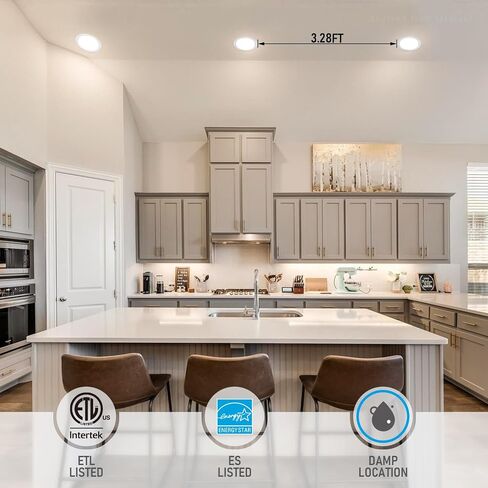مصباح LED غائر رفيع للغاية مقاس 8 بوصات من TORCHSTAR مع صندوق توصيل، CRI90 5%-100% إضاءة سفلية من الألومنيوم قابلة للتعتيم، ETL & ES، 5CCT قابلة للاختيار، إضاءة نحيفة 18 وات، حزمة من 6 in Kuwait
