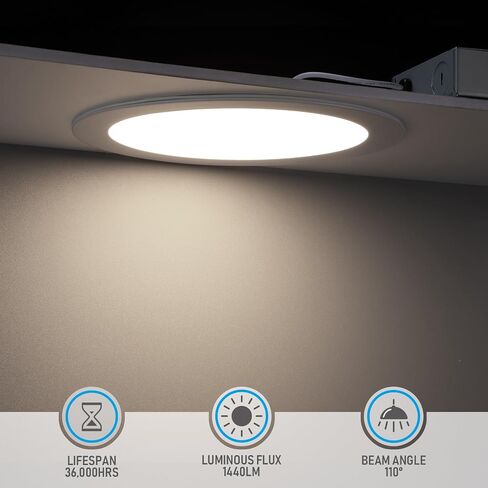 مصباح LED غائر رفيع للغاية مقاس 8 بوصات من TORCHSTAR مع صندوق توصيل، CRI90 5%-100% إضاءة سفلية من الألومنيوم قابلة للتعتيم، ETL & ES، 5CCT قابلة للاختيار، إضاءة نحيفة 18 وات، حزمة من 6 in Kuwait