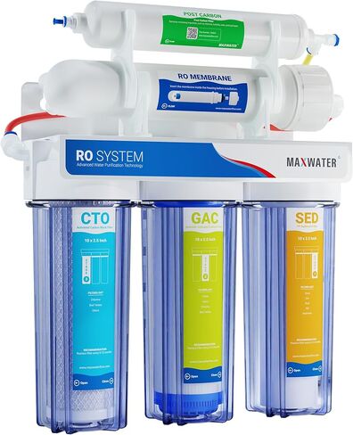 Max Water 5 Stage 100 GPD (Gallon Per Day) RO (Reverse Osmosis) Standard Water Filtration System for Heavy Duty - Under-Sink/Wall Mount - Model: RO-5C2 in Saudi Arabia
