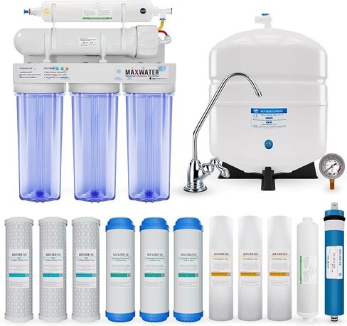Max Water 5 Stage 100 GPD (Gallon Per Day) RO (Reverse Osmosis) Standard Water Filtration System for Heavy Duty - Under-Sink/Wall Mount - Model: RO-5C2 in Saudi Arabia
