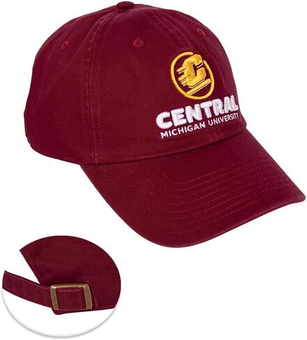 قبعة بيسبول جامعة CMU Chippewas ذات حافة مطرزة من Desert Cactus Central Michigan، حزام قماش قابل للتعديل للبالغين (النمط B) أحمر in Saudi Arabia