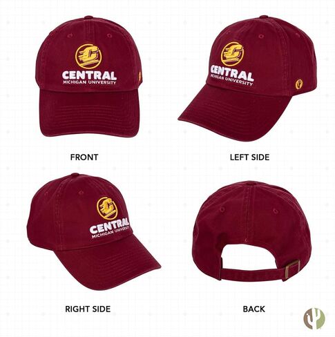 قبعة بيسبول جامعة CMU Chippewas ذات حافة مطرزة من Desert Cactus Central Michigan، حزام قماش قابل للتعديل للبالغين (النمط B) أحمر in Saudi Arabia