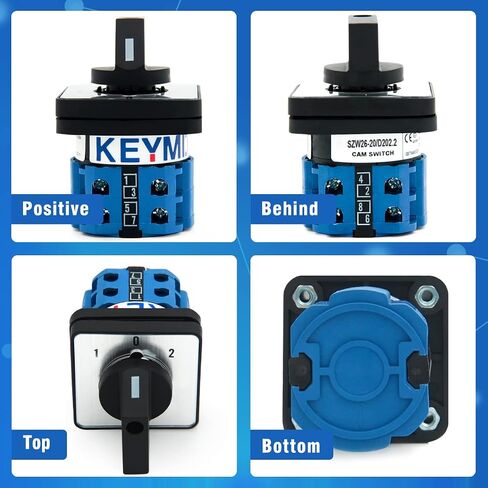 مفتاح تحويل دوار KEYMOO 20A، 3 مواضع 2 مراحل 8 محطات، مفتاح محدد عالمي ON-Off-ON 2-Way، مفتاح Cam 20/D202.2 in Saudi Arabia