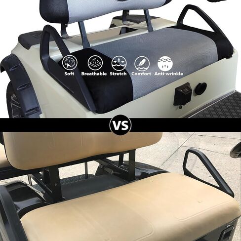Golf Cart Seat Cover for Club Car, EZGO, Yamaha, Large Breathable Bench Seat Covers, Washable Polyester Mesh Cloth without Logo-Beige Yellow&Black in Saudi Arabia