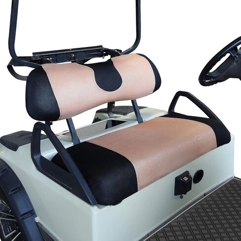 Golf Cart Seat Cover for Club Car, EZGO, Yamaha, Large Breathable Bench Seat Covers, Washable Polyester Mesh Cloth without Logo-Beige Yellow&Black in Saudi Arabia