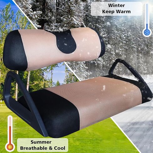 Golf Cart Seat Cover for Club Car, EZGO, Yamaha, Large Breathable Bench Seat Covers, Washable Polyester Mesh Cloth without Logo-Beige Yellow&Black in Saudi Arabia