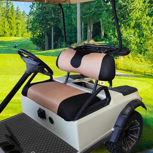 Golf Cart Seat Cover for Club Car, EZGO, Yamaha, Large Breathable Bench Seat Covers, Washable Polyester Mesh Cloth without Logo-Beige Yellow&Black in Saudi Arabia