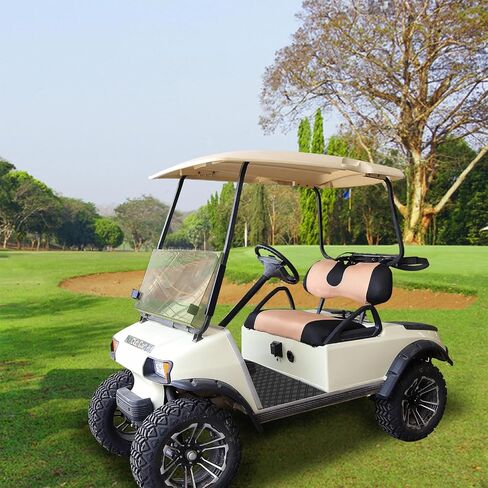 Golf Cart Seat Cover for Club Car, EZGO, Yamaha, Large Breathable Bench Seat Covers, Washable Polyester Mesh Cloth without Logo-Beige Yellow&Black in Saudi Arabia