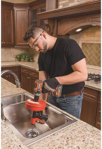 RIDGID 57043 Power Spin+ 1/4" x 25' Hybrid Drain Cleaning Machine Snake Auger with AUTOFEED, Manual or Cordless Drill Operated Drain Cleaner with MAXCORE Cable in Saudi Arabia