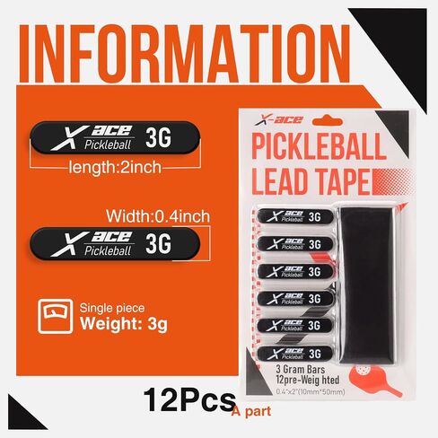Pickleball Lead Tape - 12Pcs Pickleball Paddle Edge 3M Tape to Increase Power&Control and Sweet Spot,Adhesive Strips for Edge Guard,Professional Pickleball Practice Accessory in Saudi Arabia
