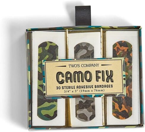 ضمادات 53561 Camo Fix من شركة Two's Company، 30 قطعة في صندوق هدايا مع 3 أنماط ألوان، بلاستيك، عرض 4.25 بوصة in Saudi Arabia