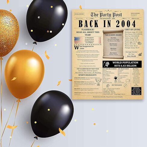 104th Birthday Party Decorations Poster - 104 Years Ago Anniversary Sign 11x14 In. Vintage Home Decor Supplies for Her or Him. Back In 1920 Historical Banner for Girl or Boy Turning 104 Years Old in Saudi Arabia