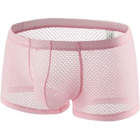 Men Underwear Sexy Mesh Boxer Briefs See Through Fishnet Shorts Pants Erotic Clubwear Sexy Underwear Swim Trunks