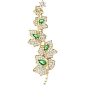 Gyn&Joy Cubic Zirconia Wedding Floral Leaf Brooch