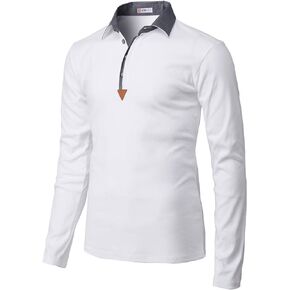 H2H Mens Casual Slim Fit Polo Shirt Tops Lightweight Longsleeve Basic Designed