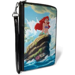 Buckle-Down Disney Wallet, Zip Around, The Little Mermaid Ariel Splash Rock Pose, Vegan Leather