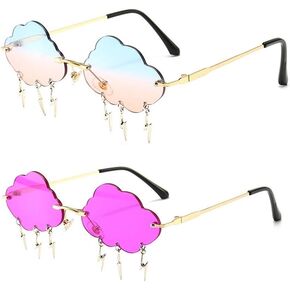 ENTHYI Cloud lightning Sunglasses for Women/Men Rimless Wave Glasses Eyewear for Party Rimless Sun glasses