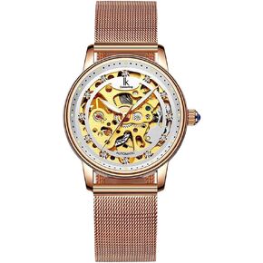 Gosasa Women Automatic Mechanical Watch Gold Silver Stainless Steel Band Dress Wrist Watch