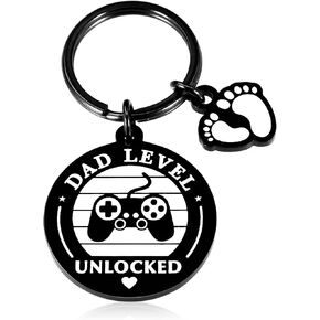 New Dad Keychain Gifts Pregnancy Announcement for Dad Husband Boyfriend Fathers Day Dad Birthday Keychain for Daddy Dad to Be First Time Dad Dad Level Unlocked Keychain Anniversary for Him Men