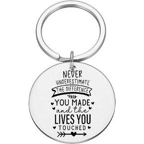 Coworker Keychain,Colleague Leaving Gift,Teacher Retirement Gifts for Women,Thank You Gift,Never Underestimate The Difference You Make #K31, Silver, M in Saudi Arabia