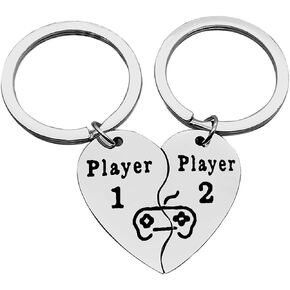 2 PCS Funny Couple Gamers Gifts,Couple Keychain for Him and Her Keychain,for Player 1 Player 2 Matching Keychain for Husband Wife Men Women Valentine's Day Couple Gifts for Boyfriend and Girlfriend