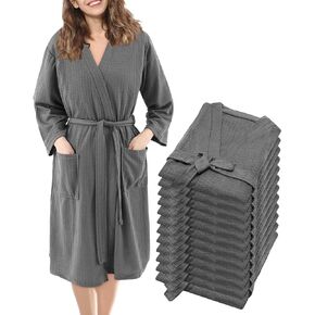 12 Pcs Women's Bath Robe Bulk for Birthday Party Commercial Soft Thin Spa Waffle Robes
