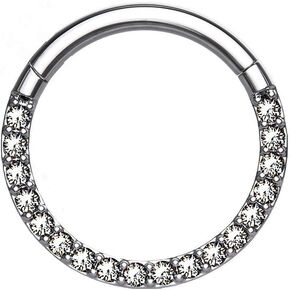 Pierced Owl - 16G G23 Implant Grade Titanium CZ Crystal Lined Helix Cartilage Daith Septum Hinged Segment Ring