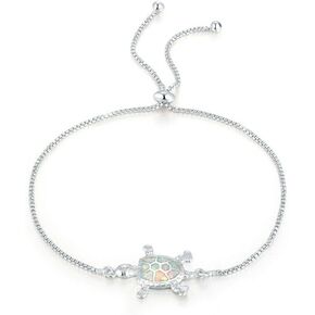 CiNily Adjustable Fire Opal Bracelets for Women Girls White Gold/Rose Gold Plated Gemstone Bracelet Opal Jewelry Gifts