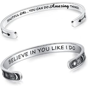 SAM & LORI Set of 2 Bracelets for Women Teens Beautiful Girl - Believe in You Like I Do
