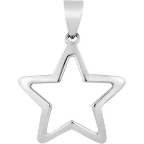 AeraVida 24mm Cute Cut Out Star .925 Sterling Silver Pendant | Adorable Sterling Silver Pendant Charm for Women | Trendy Plain Pendant for Women