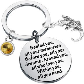 FEELMEM Lizard Gift Bearded Dragon Gift Spirit Animal Lizard Lover Gifts Behind You All Your Memories Keychain