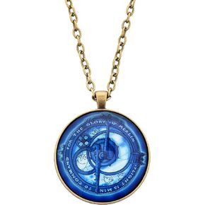 Glowing In Dark Vintage Amulet Pendant Necklace Toys Jewelry Bronze Color Chain for Childrends Women Men Gifts, D-40MM