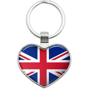 GRAPHICS & MORE United Kingdom Great Britain Union Jack Country Flag Keychain Heart Love Metal Key Chain Ring