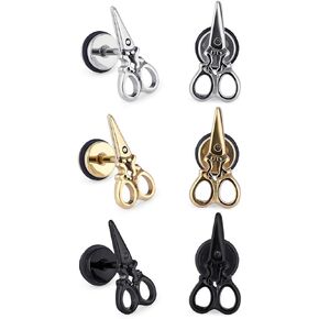 Cottvott Womens Mens Scissors Shape Earring Studs Stainlss Steel Cartilage Ear Piercings Jewlelry