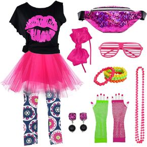FUNDAISY Kids 1980s Accessories I Love The 80's T-Shirt Outfit with Fanny Pack