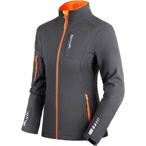 KUTOOK Women's Softshell Jacket Thermal Fleece Lined Hiking Running Jacket Windproof Reflective Outdoors
