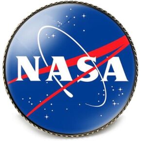 vmcoatdu Round 1 Inch NASA Astronaut Space Shuttle Logo Pin Metal and Glass Revivalism Style Souvenir Badge Brooch for Hat Clothes Backpack (NASA 9)