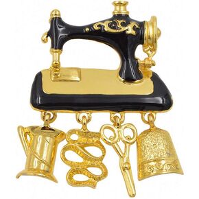 Jana Winkle Black Enamel Sewing Machine Brooches Women Gold ColCute Brooch Pin Good Gift Broch